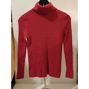 Talbots Petites Rose Color Ribbed Turtleneck Long Sleeve Sweater Women's Size PL